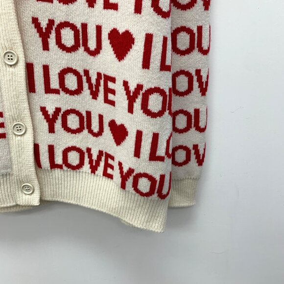 Miu Miu Heart Letter Embroidered Full-Print Cashmere V-Neck Knit Cardigan - Picture 4 of 8